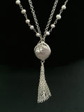 "Suzy" Pearl Lagoon Tassel Necklace