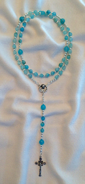 Maureen Rosary in Blue Agate with Sterling Silver