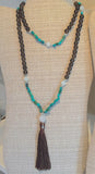 Smoky Quartz & Turquoise Mala Necklace